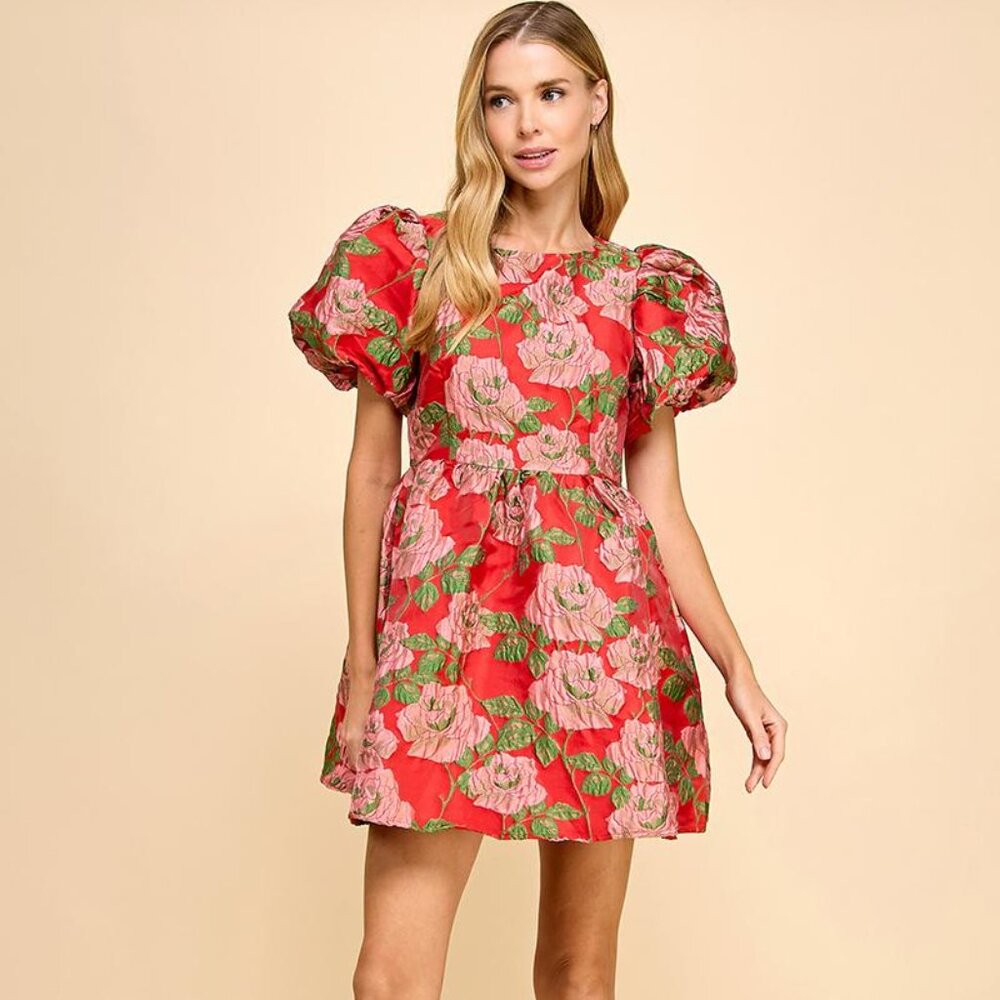 TCEC Red Puff Sleeve Dress
